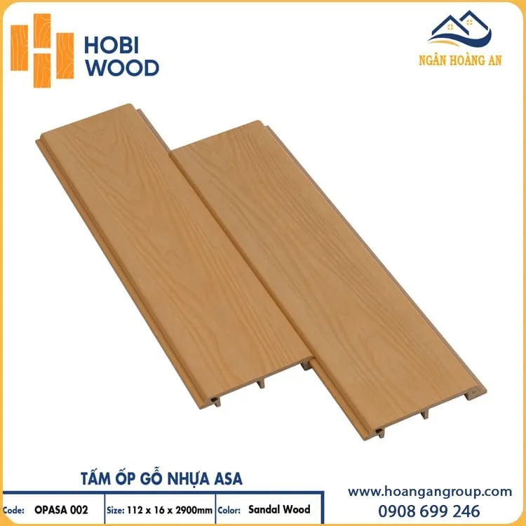 Tấm Ốp Gỗ Nhựa Ngoài Phủ ASA Hobiwood OPASA 002 Sandal Wood